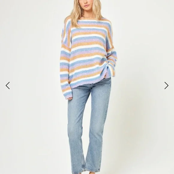 L Space - Cozy Clouds Sweater - Beautiful Skies Stripe Size S NWT - Picture 7 of 8